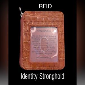 NEW Secure Wallet by Identity Stronghold, RFID Protection, Leather, Brown,Unisex